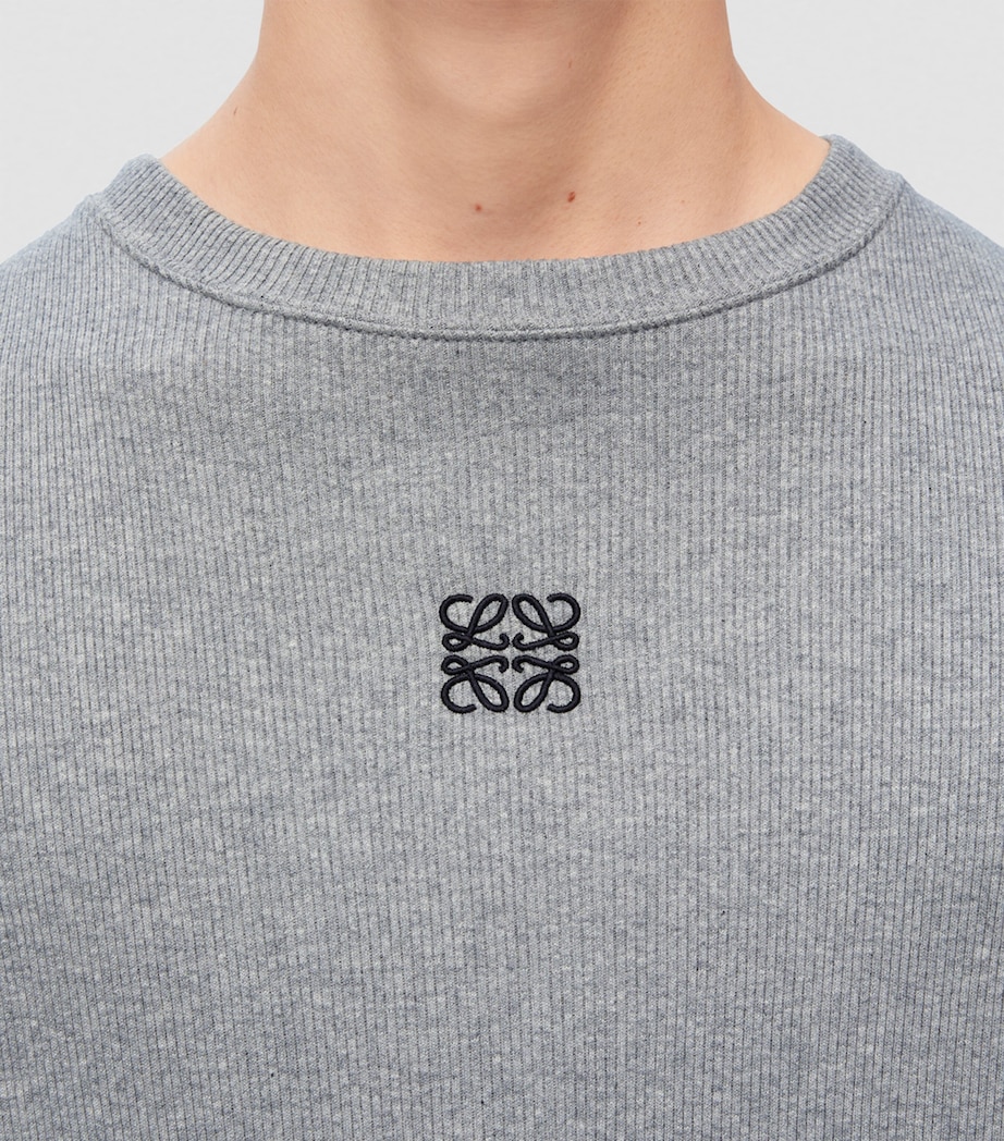 LOEWE Mens Anagram Long-Sleeve T-Shirt Grey Melange Image 4