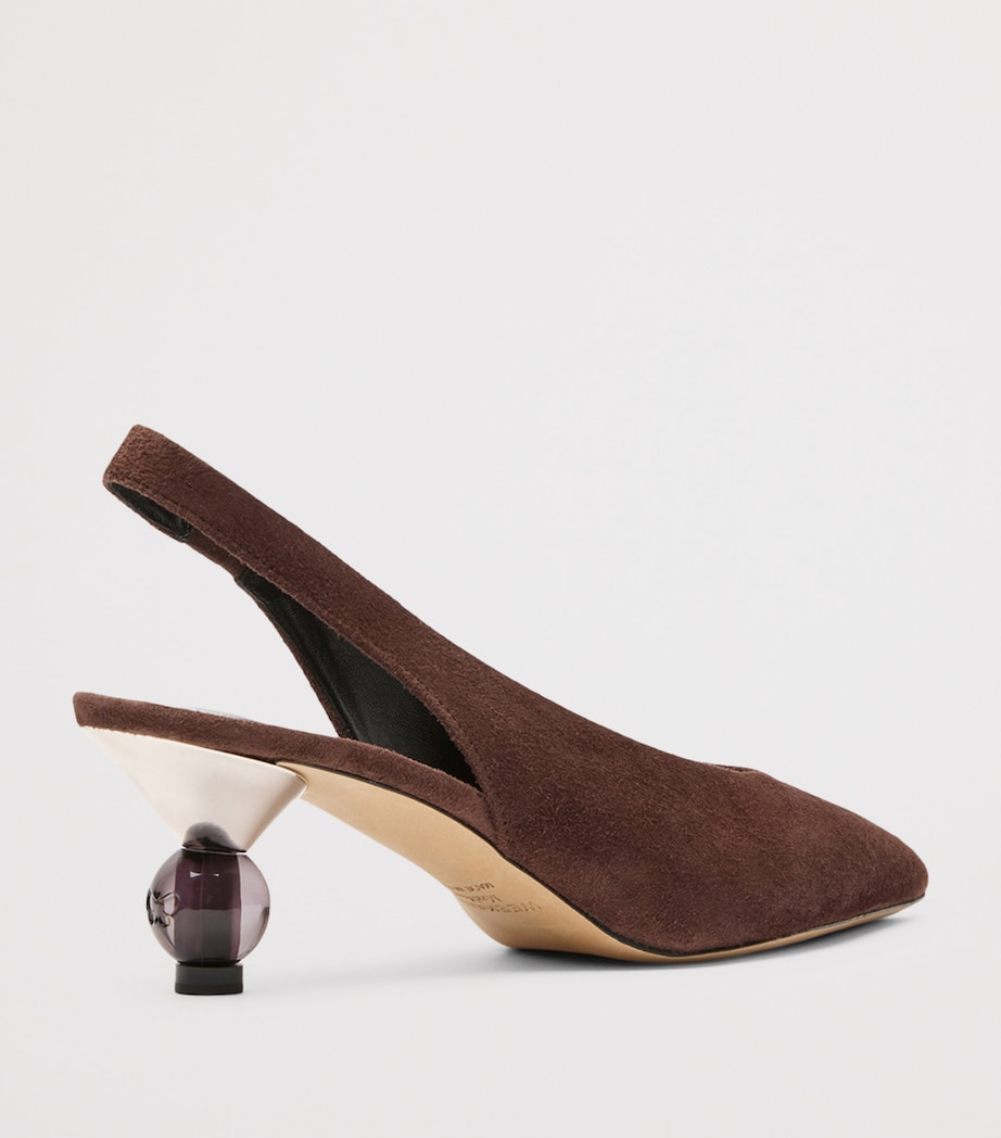 Weekend Max Mara Suede Bauble-Heel Slingback Pumps 55 Chocolate Image 4