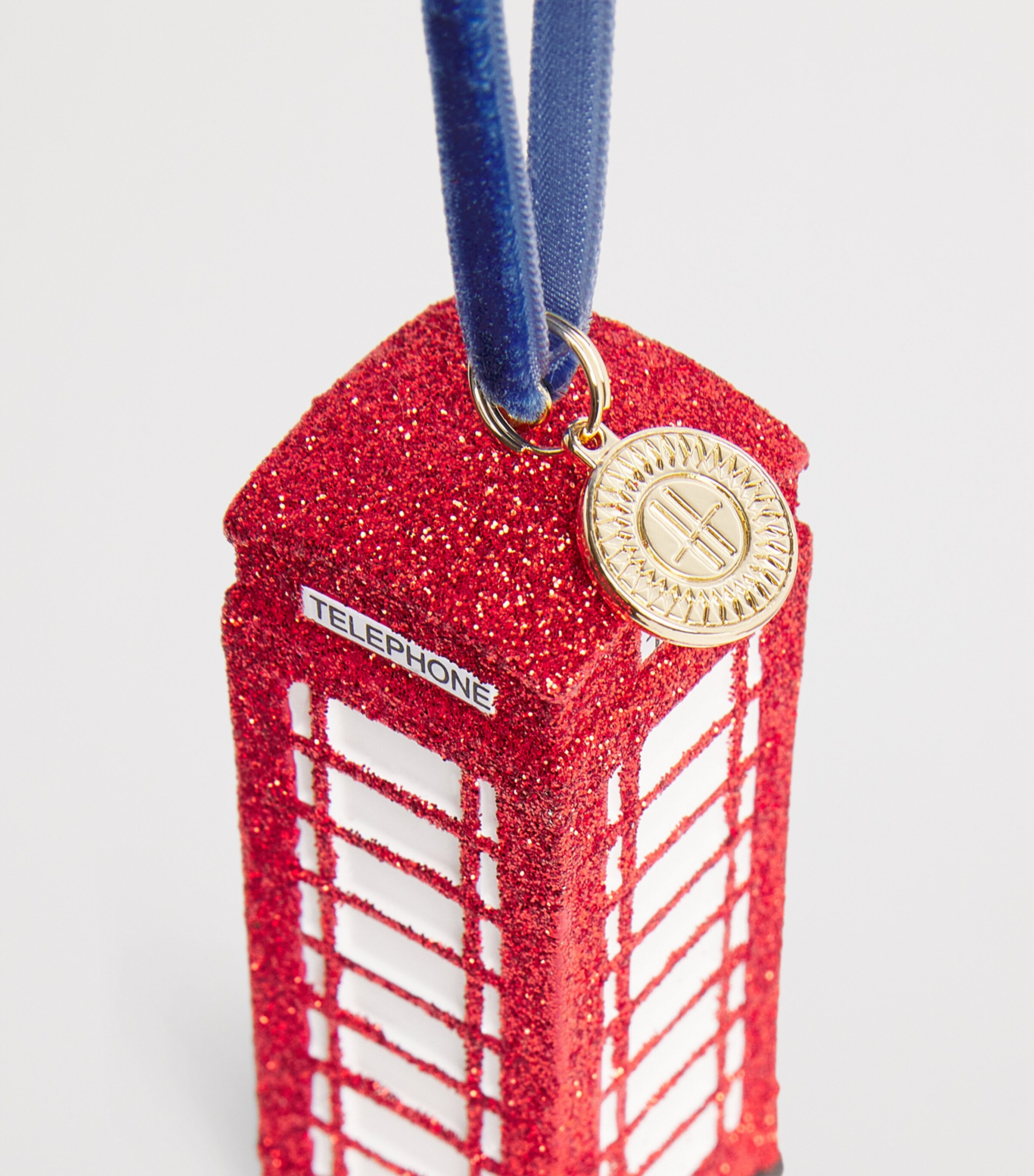 Harrods Glitter Telephone Box Ornament Red Image 2