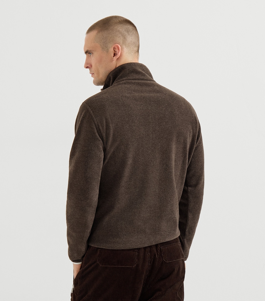 Brunello Cucinelli Mens Cashmere-Blend Quarter-Zip Sweatshirt Image 3