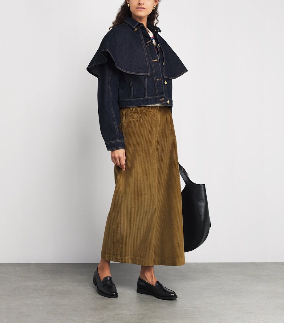 Corduroy Wide-Leg Trousers OLIVE GREEN Image 2