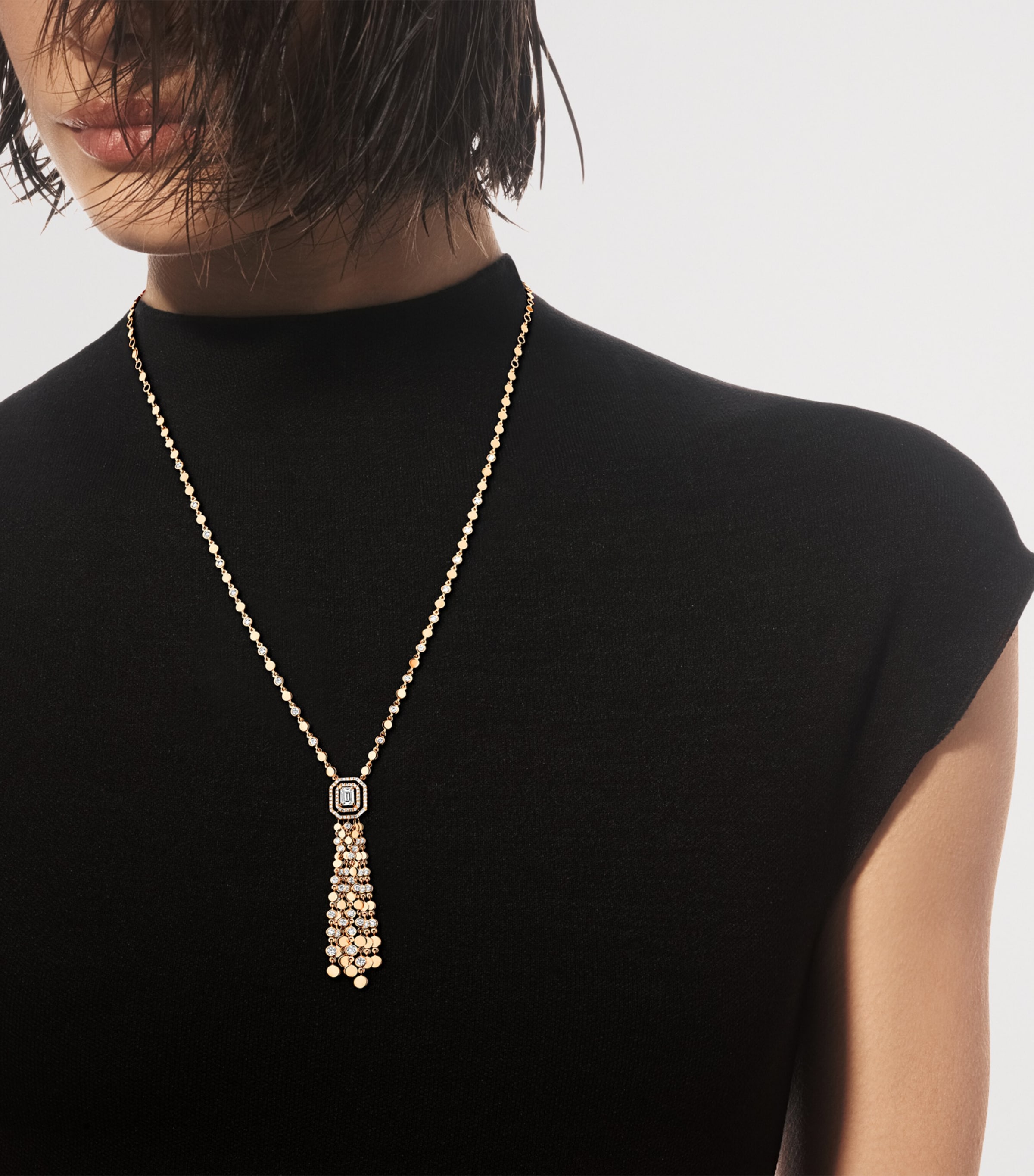 Messika D-Vibes Diamond and Pink Gold Tassel Necklace (1.66ct) Pink Gold Image 2