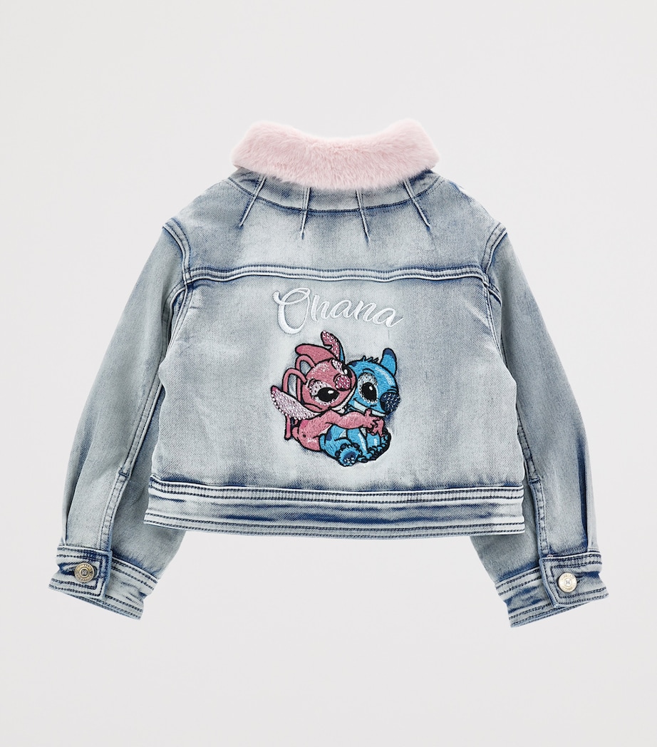 x Stitch Faux Fur Denim Jacket STONE BLEACH Image 3