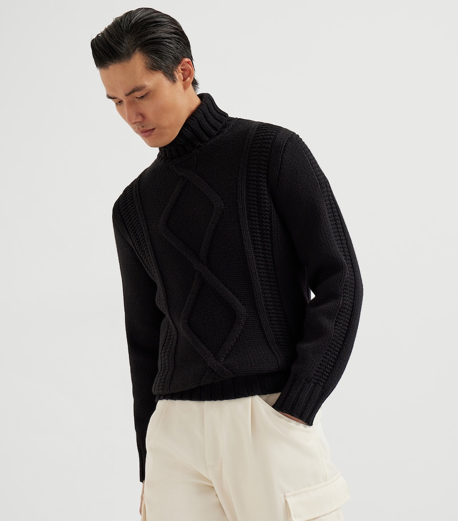 Cashmere Irish Cable-Knit Rollneck Sweater C101 Image 2