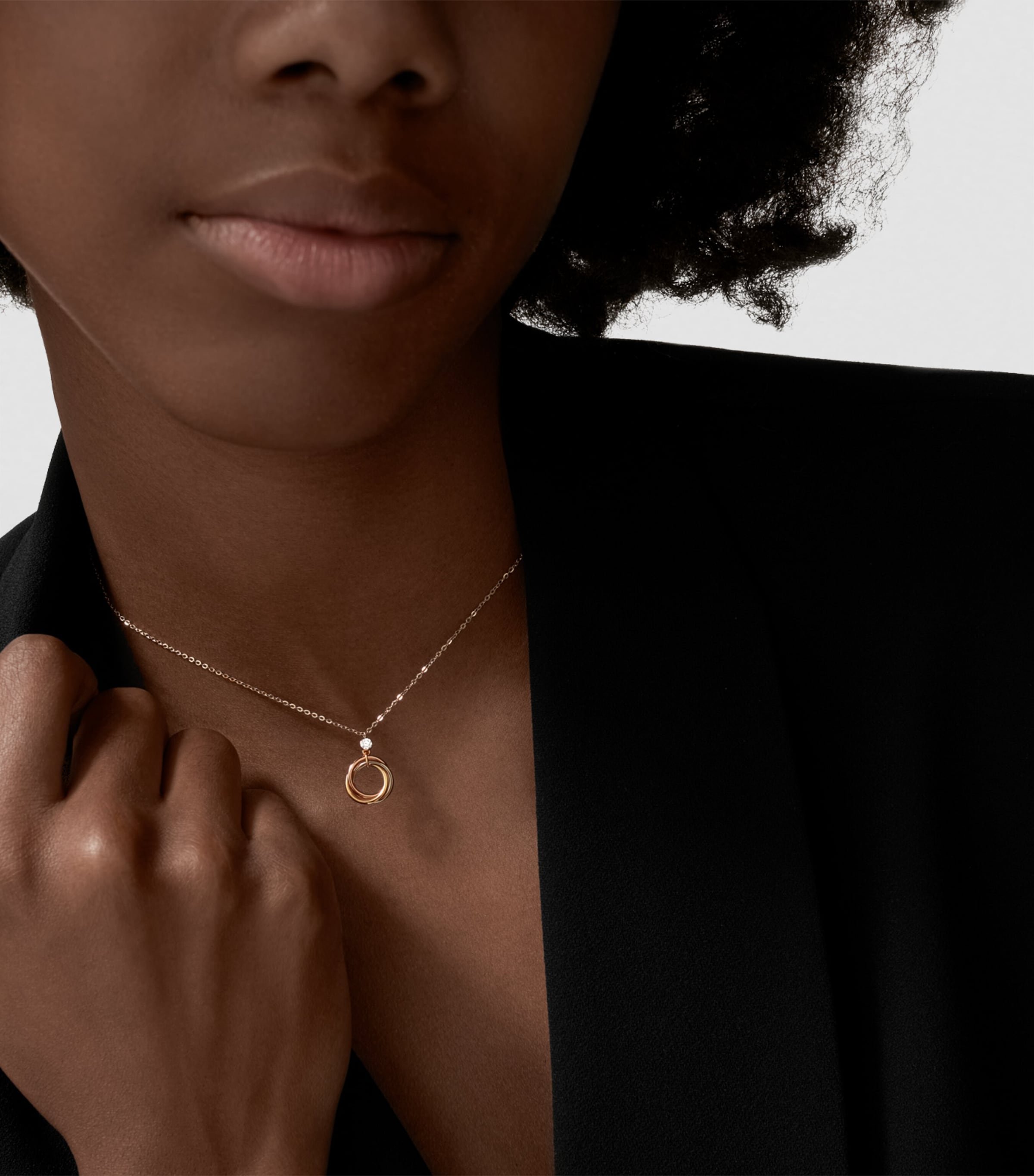 Cartier Mixed Gold and Diamond Trinity Necklace | Harrods UK