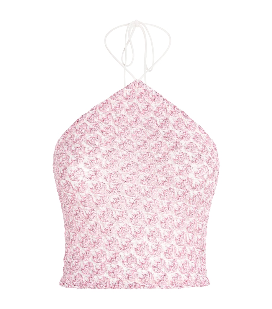 Missoni Womens Metallic Halterneck Top Pink Image 1