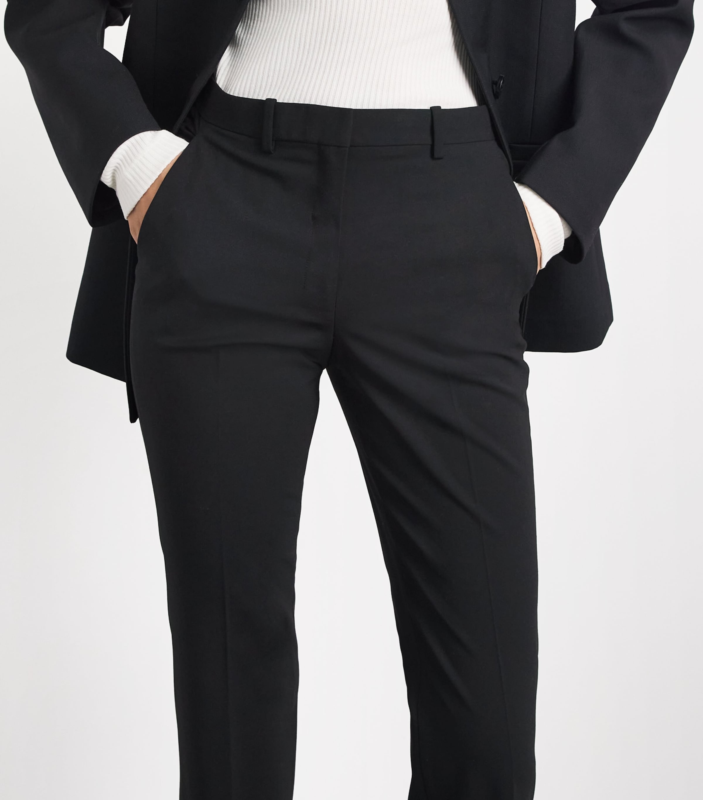 Theory Womens Wool Flared Trousers Black Image 3