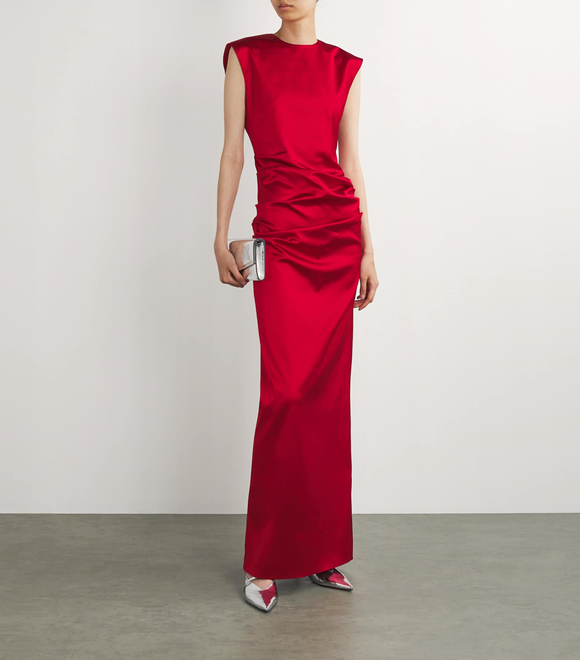 Max Mara Womens Gathered Maxi Dress Red Image 2