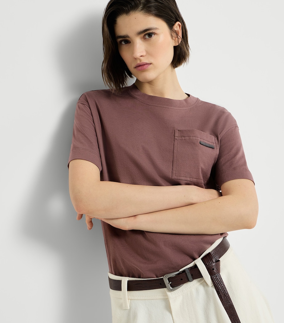 Brunello Cucinelli Womens Cotton Patch Pocket T-Shirt Image 4