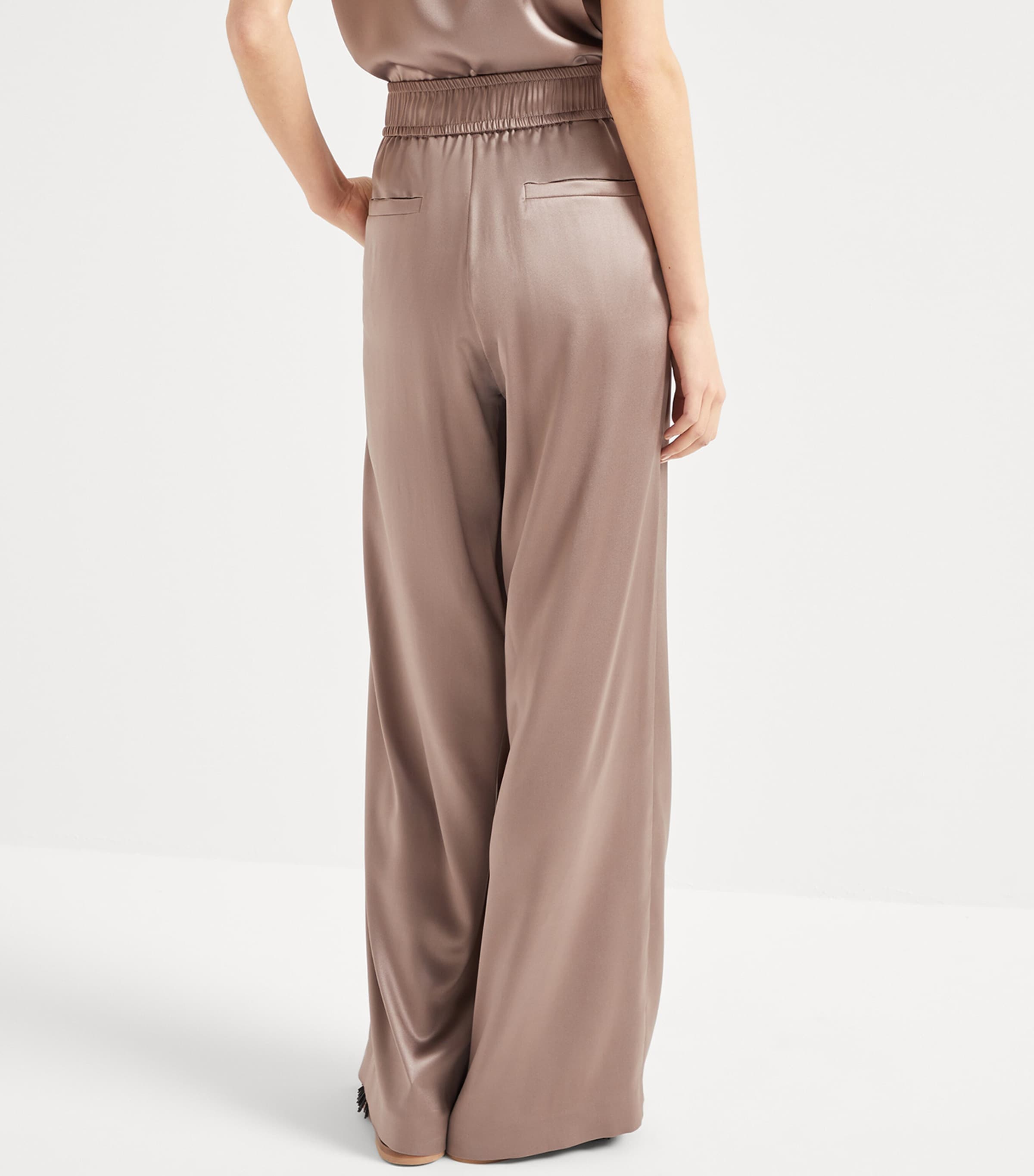 パンツ BRUNELLO CUCINELLI Track trousers in stretch silk satin Brunello Cucinelli Stretch-Silk Satin Track Trousers