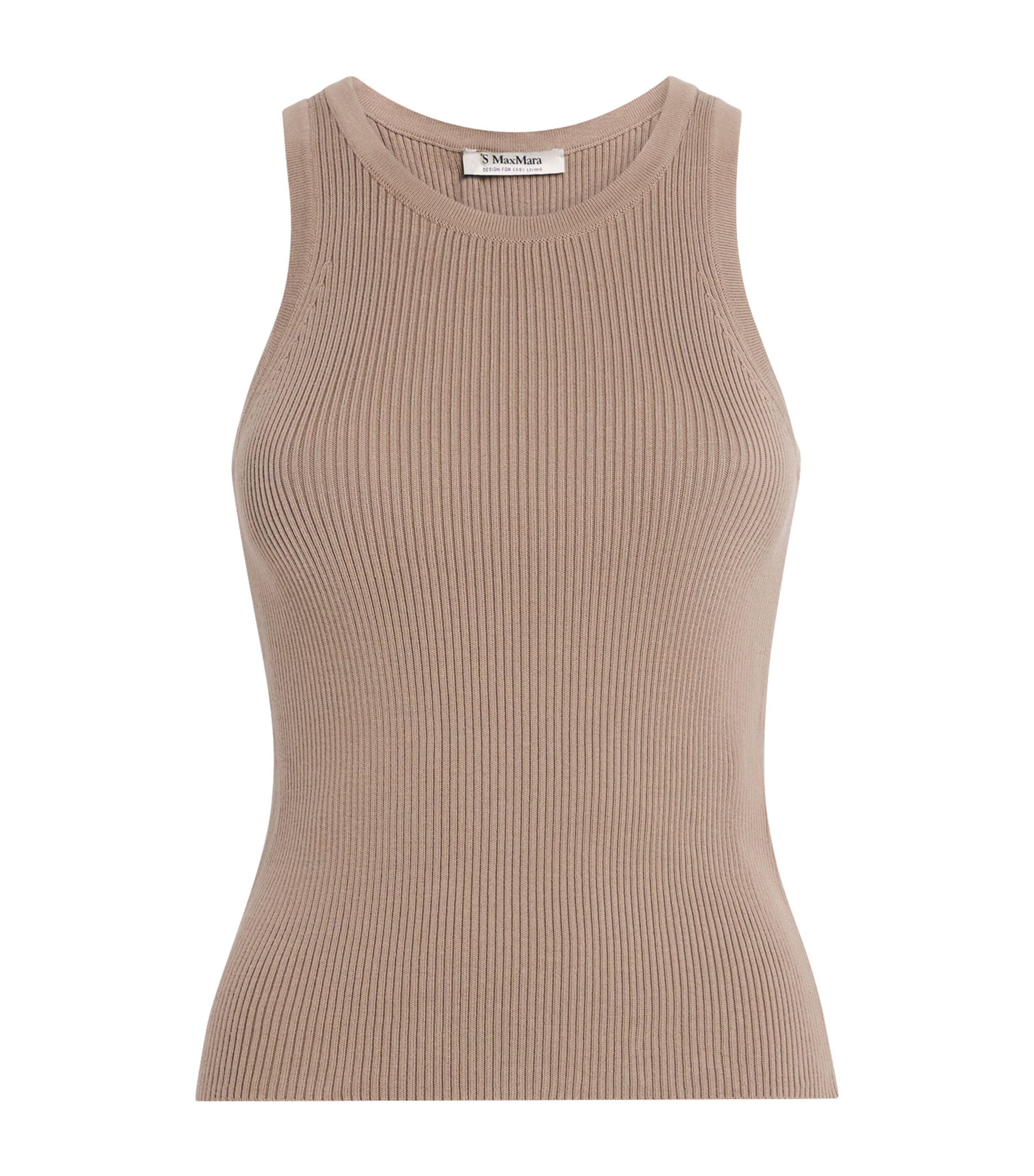 Max Mara Cotton Rib-knit Tank Top In Brown