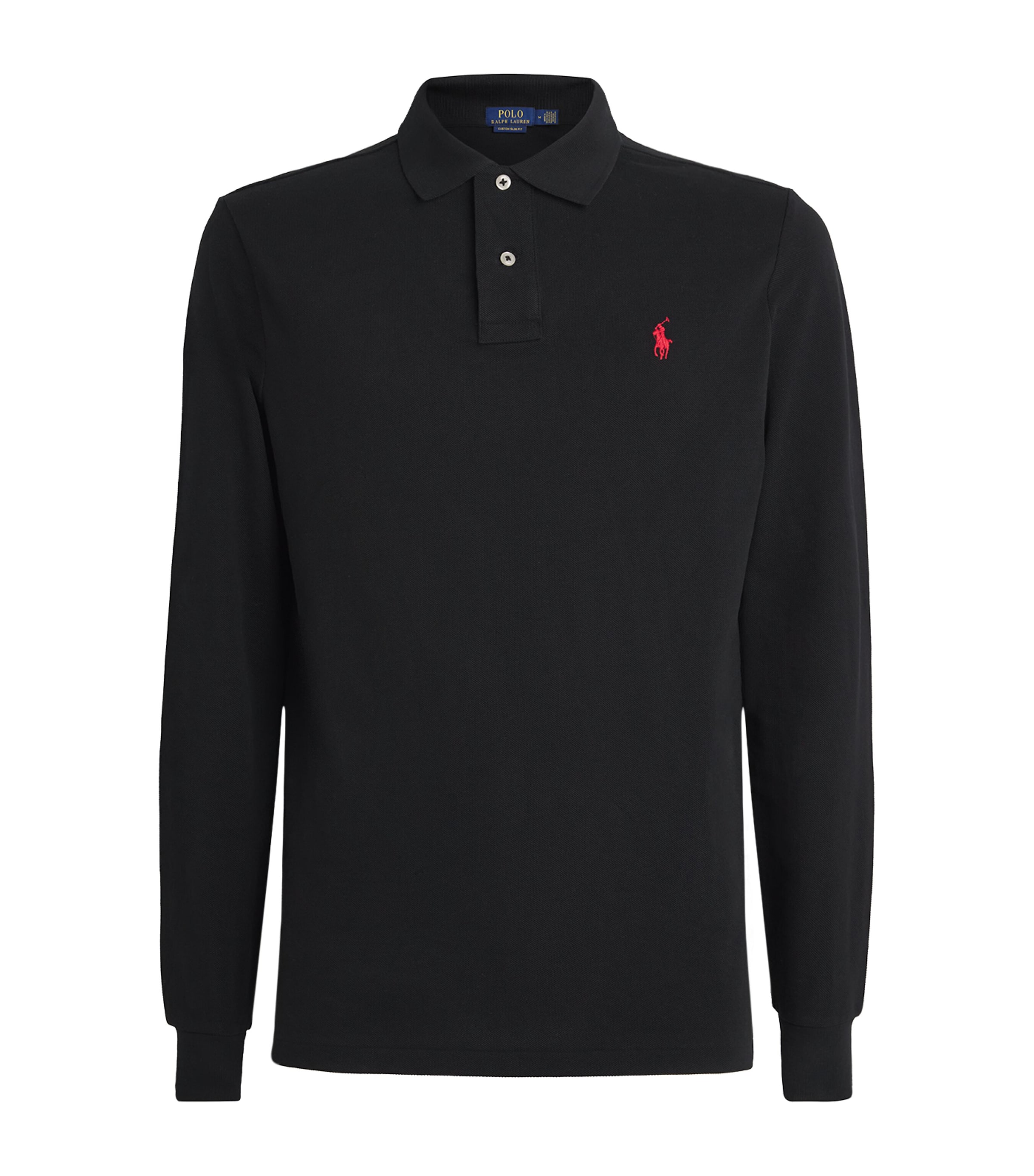 Polo Ralph Lauren Mens Polo Pony Long-Sleeved Polo Shirt Polo Black Image 1