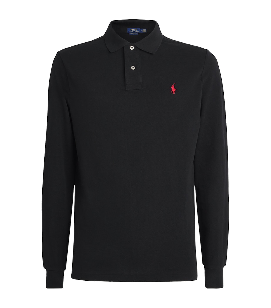 Polo Ralph Lauren Mens Polo Pony Long-Sleeved Polo Shirt Polo Black Image 1