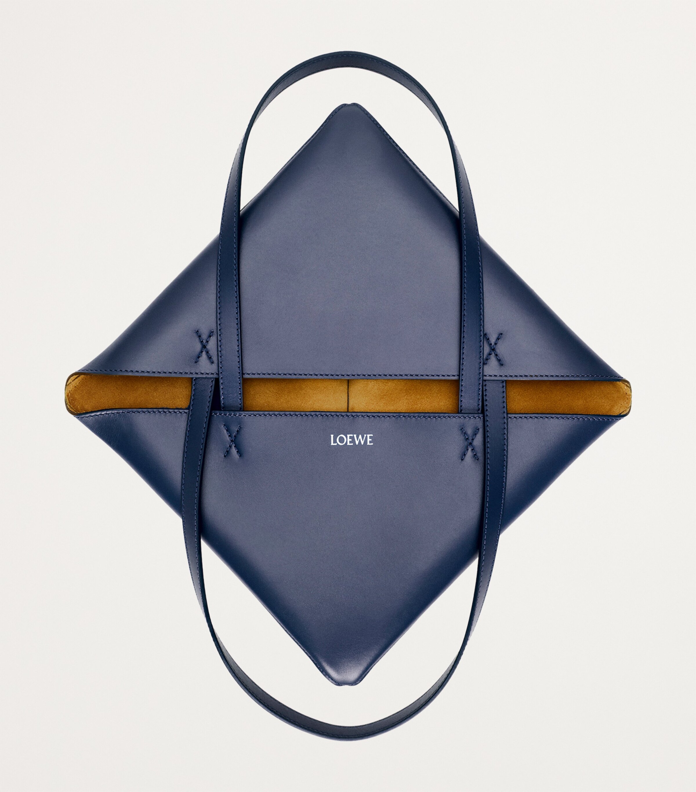 Medium Leather Puzzle Fold Tote Bag ABYSS BLUE Image 4