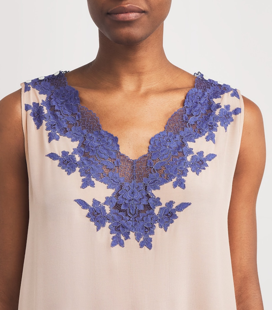 Lace-Trim Slip Dress PINKY BEIGE Image 4