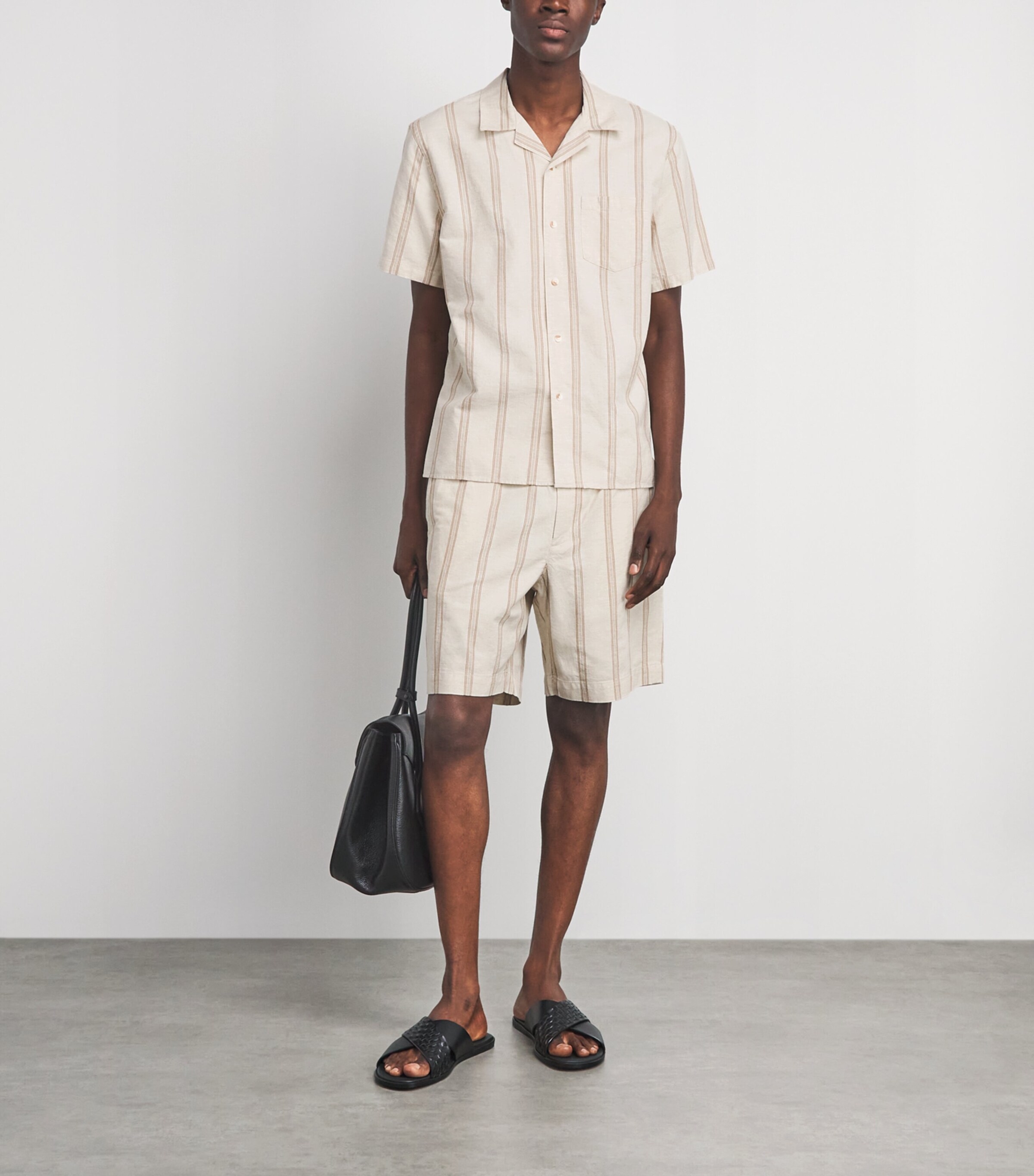 Vince Mens Cotton-Hemp Stripe Shirt Midland/smock White Image 2