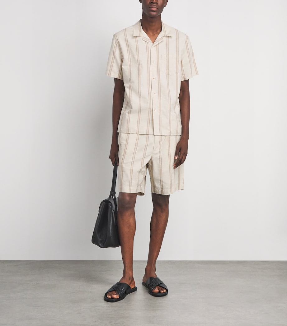 Vince Mens Cotton-Hemp Stripe Shirt Midland/smock White Image 2
