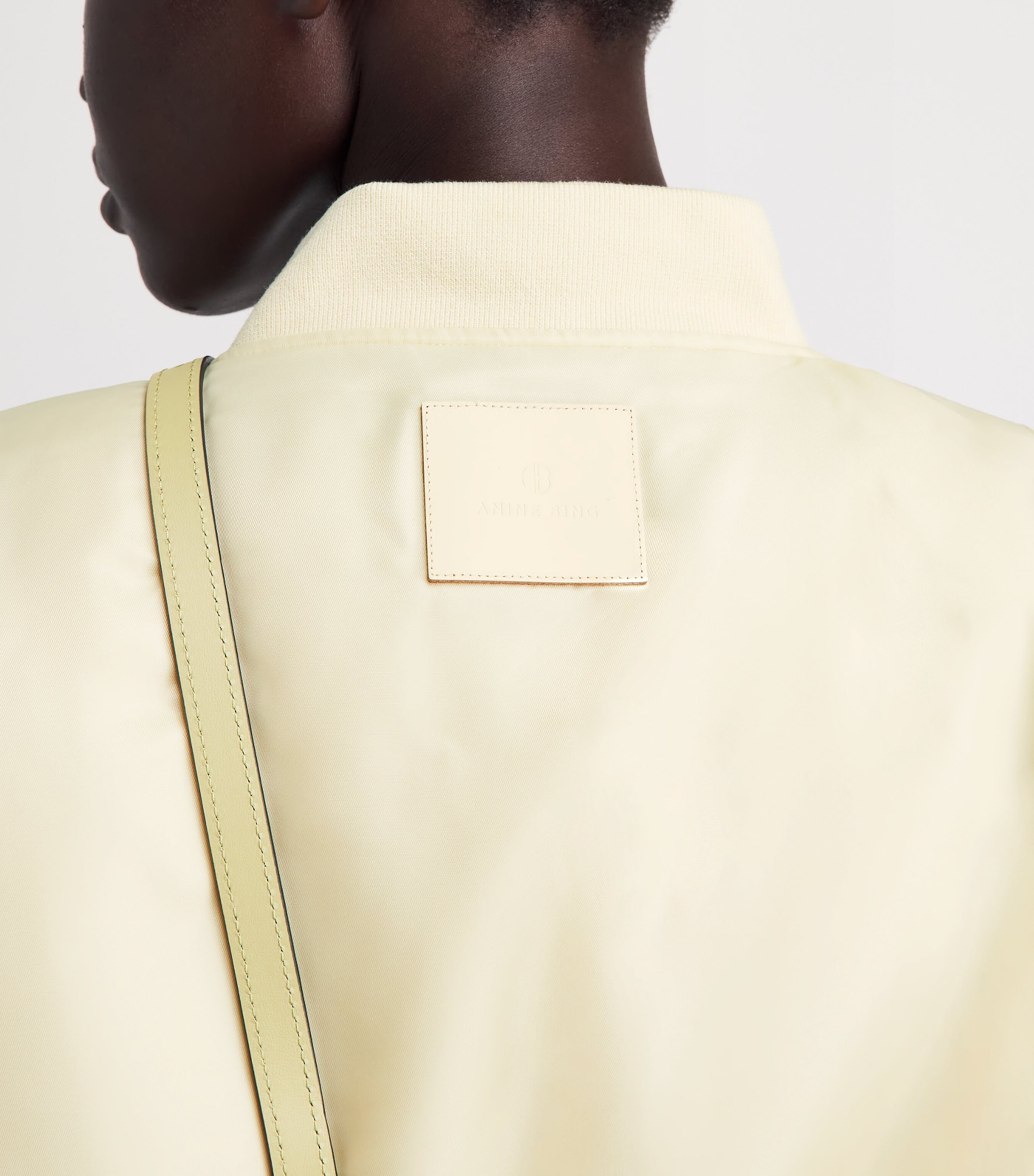 ANINE BING Womens Cropped Leon Bomber Jacket Cream Image 3