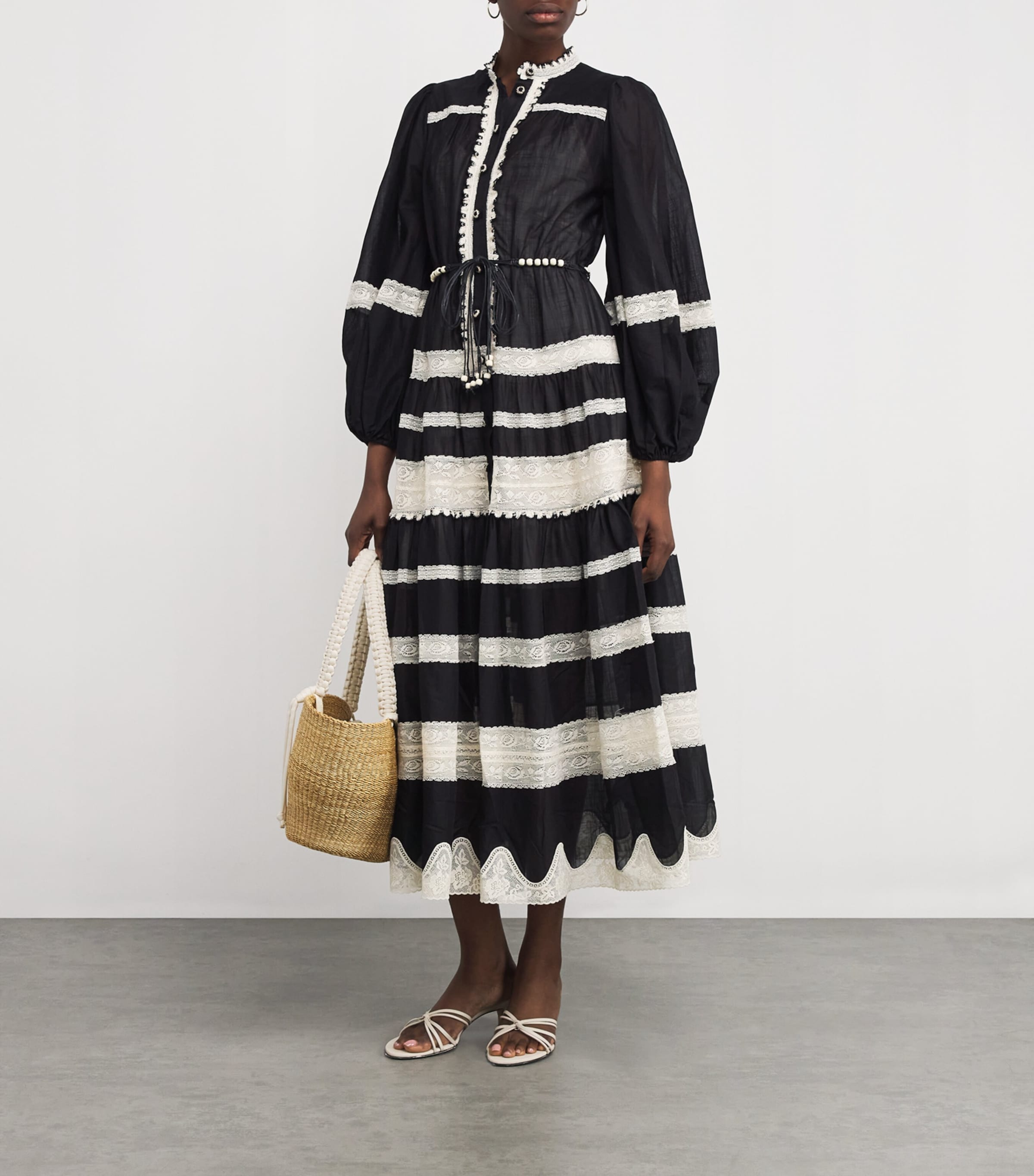 Zimmermann Cotton Lace-Insert Rhiannon Midi Dress | Harrods AE