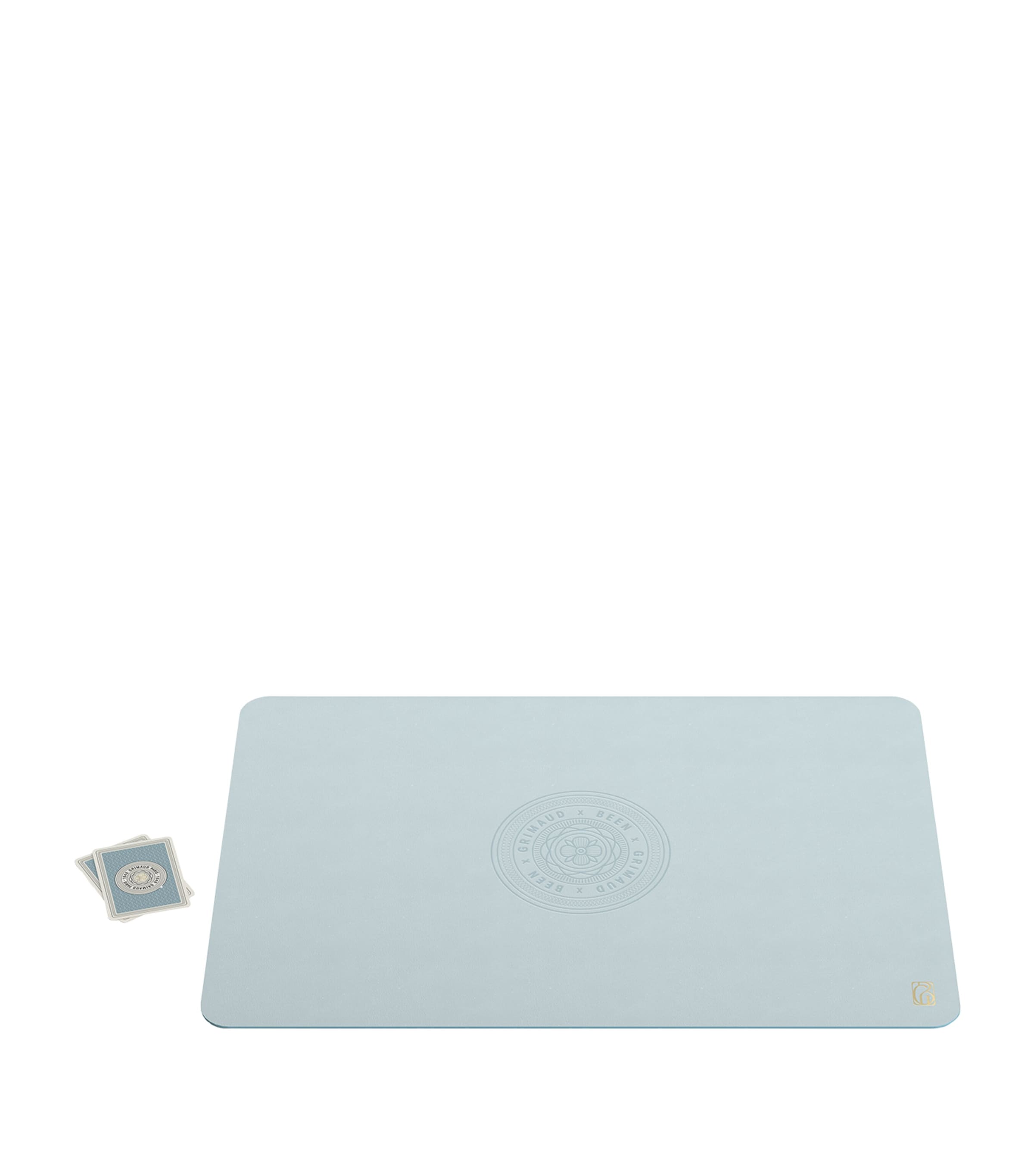 Grimaud Apple Leather Playing Cards Mat In Blue