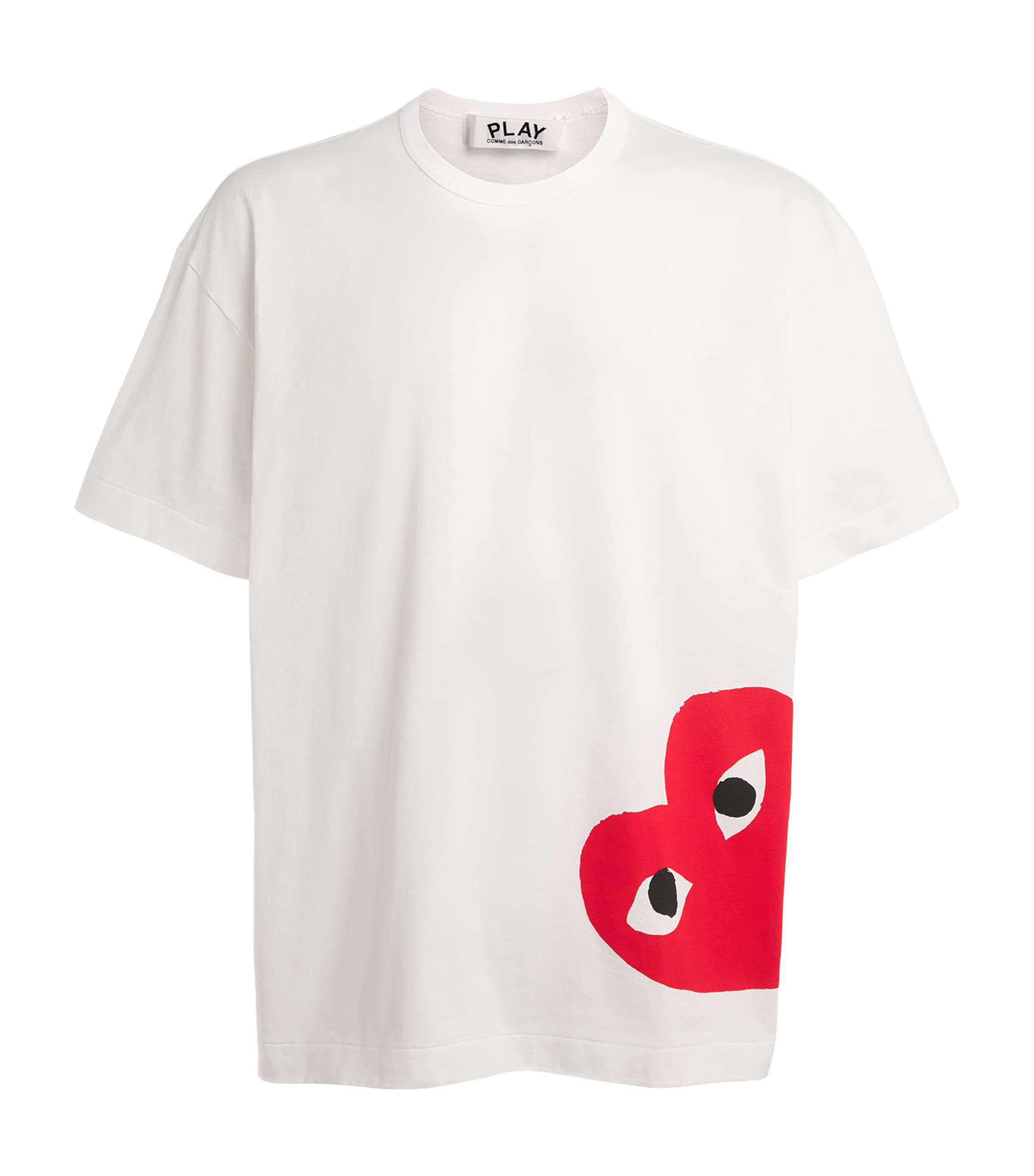 Comme Des Garçons Play Mens Cotton Oversized Bottom Heart T-Shirt White Image 1