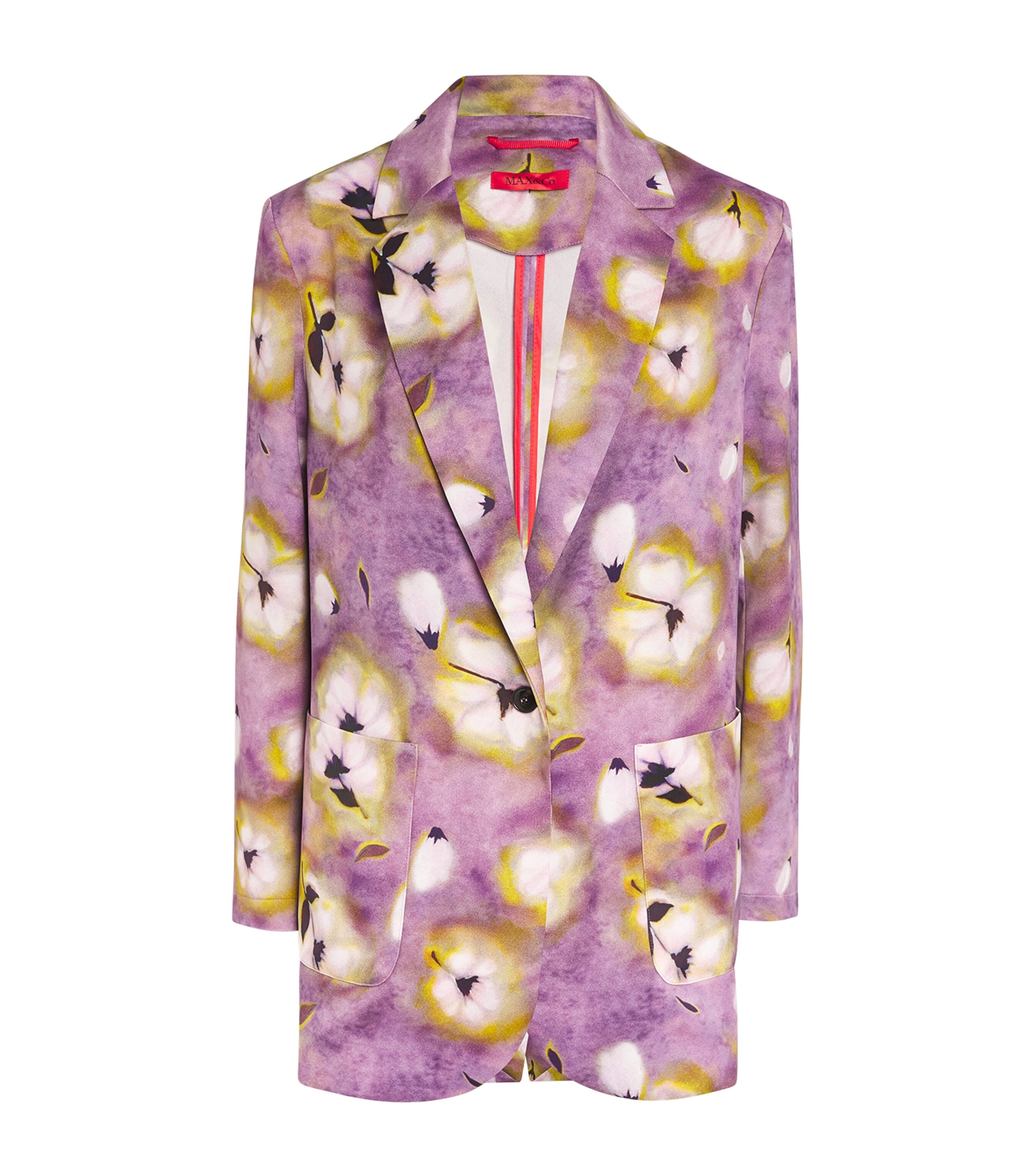 Max & Co Satin Abstract Print Blazer In Purple