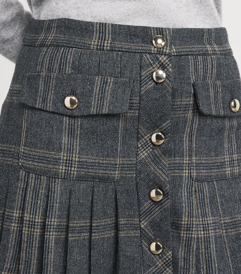 Pleated Check Mini Skirt GREY Image 6