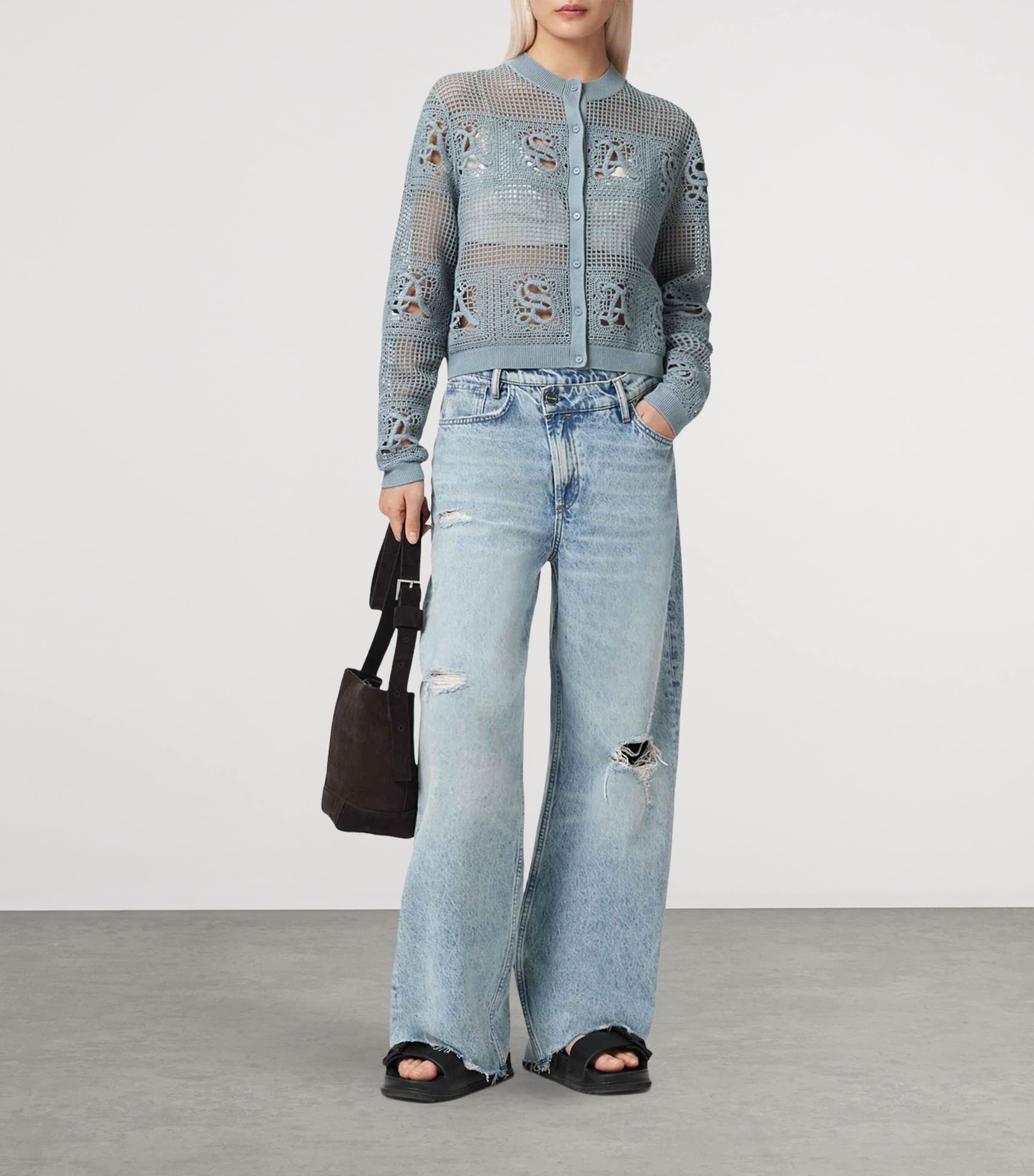 AllSaints Womens Organic Cotton Kyra Cardigan Quarry Blue Image 6