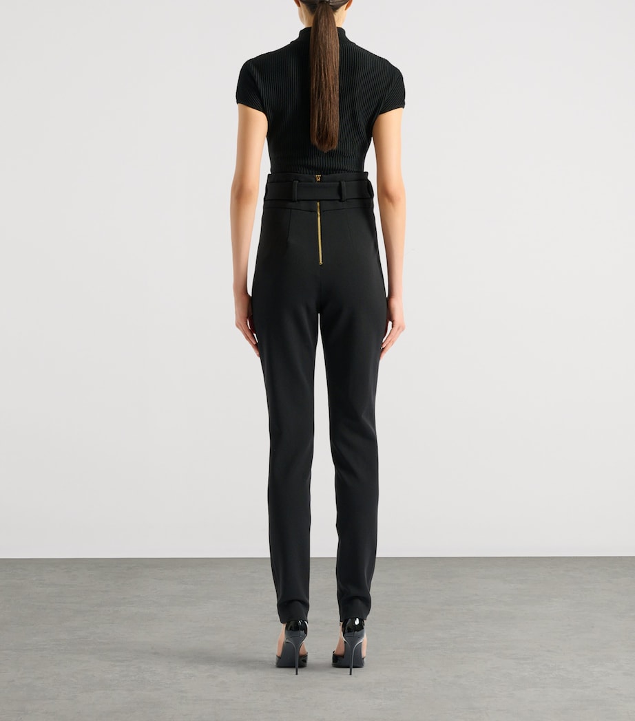 Balmain Womens Merino Wool Rib-Knit Bodysuit Noir Image 4