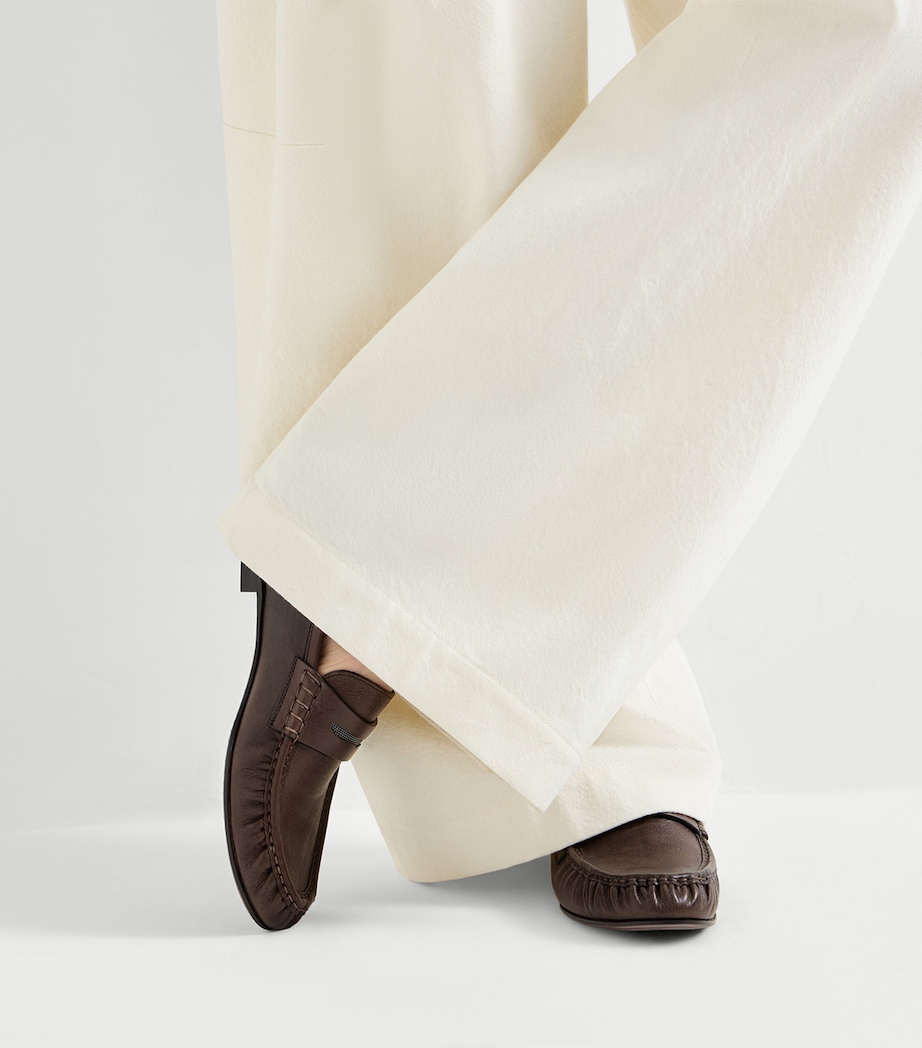 Brunello Cucinelli Leather Embellished Loafers Image 4