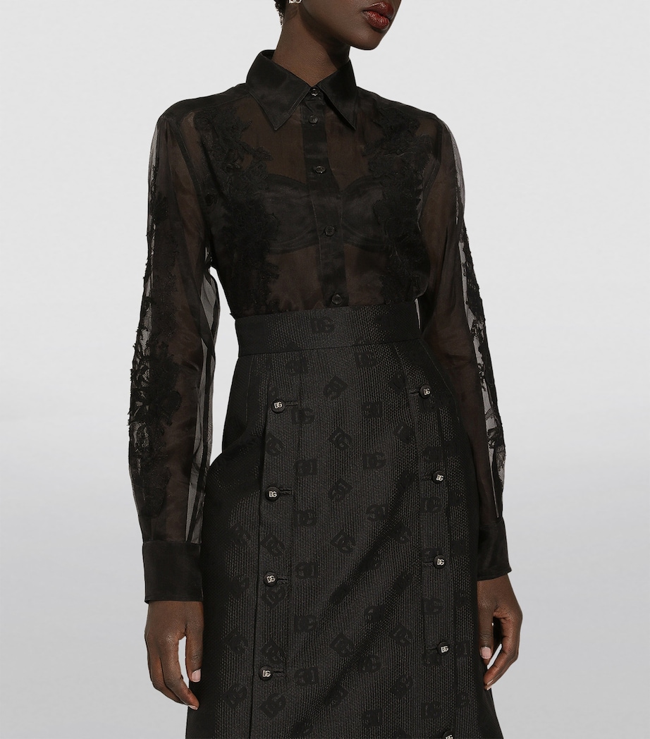 Silk-Blend Lace Shirt N0000-BLACK Image 3