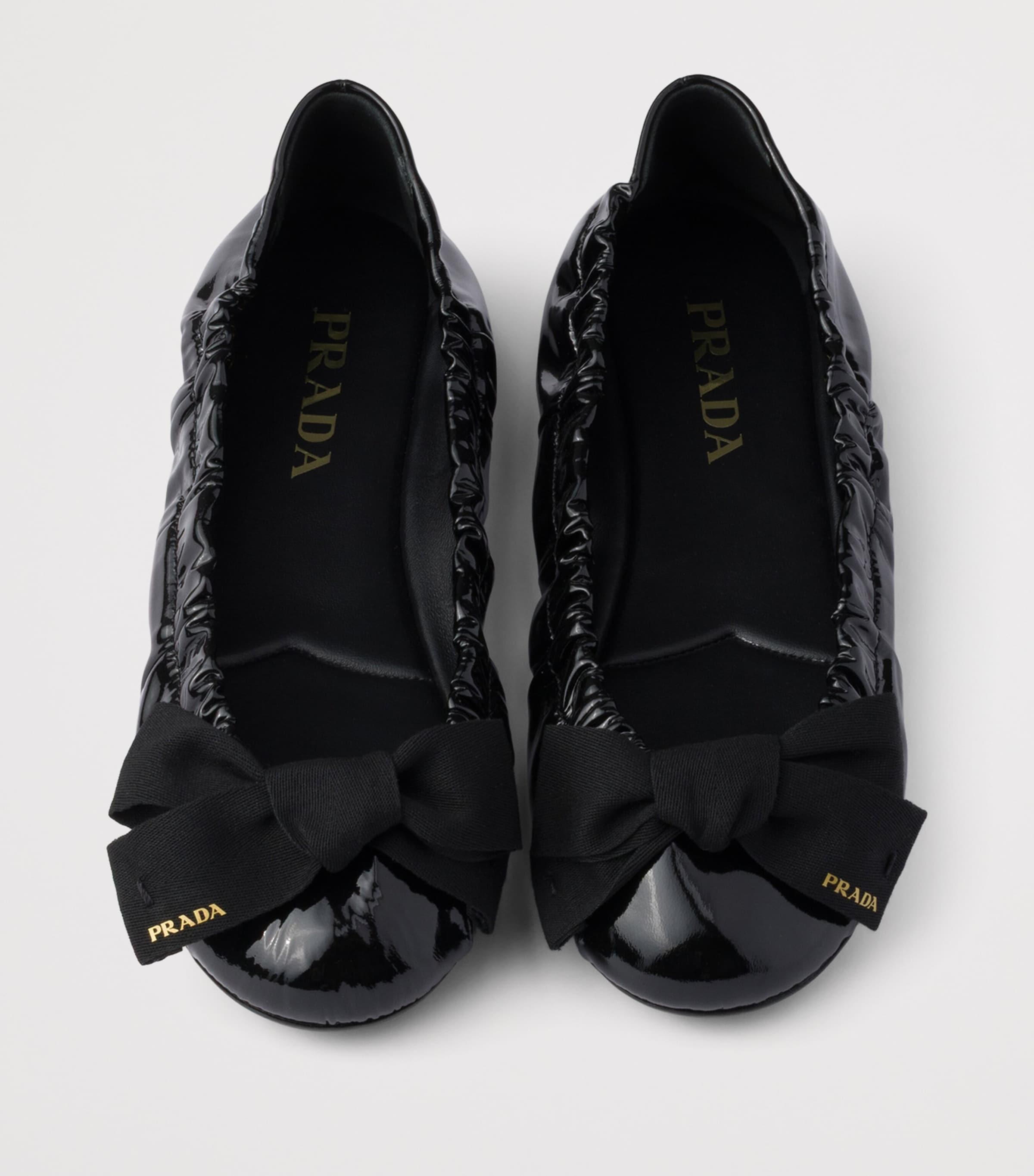 Prada Patent Leather Bow Ballet Flats Black Image 4