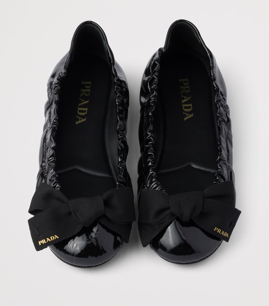 Prada Patent Leather Bow Ballet Flats Black Image 4