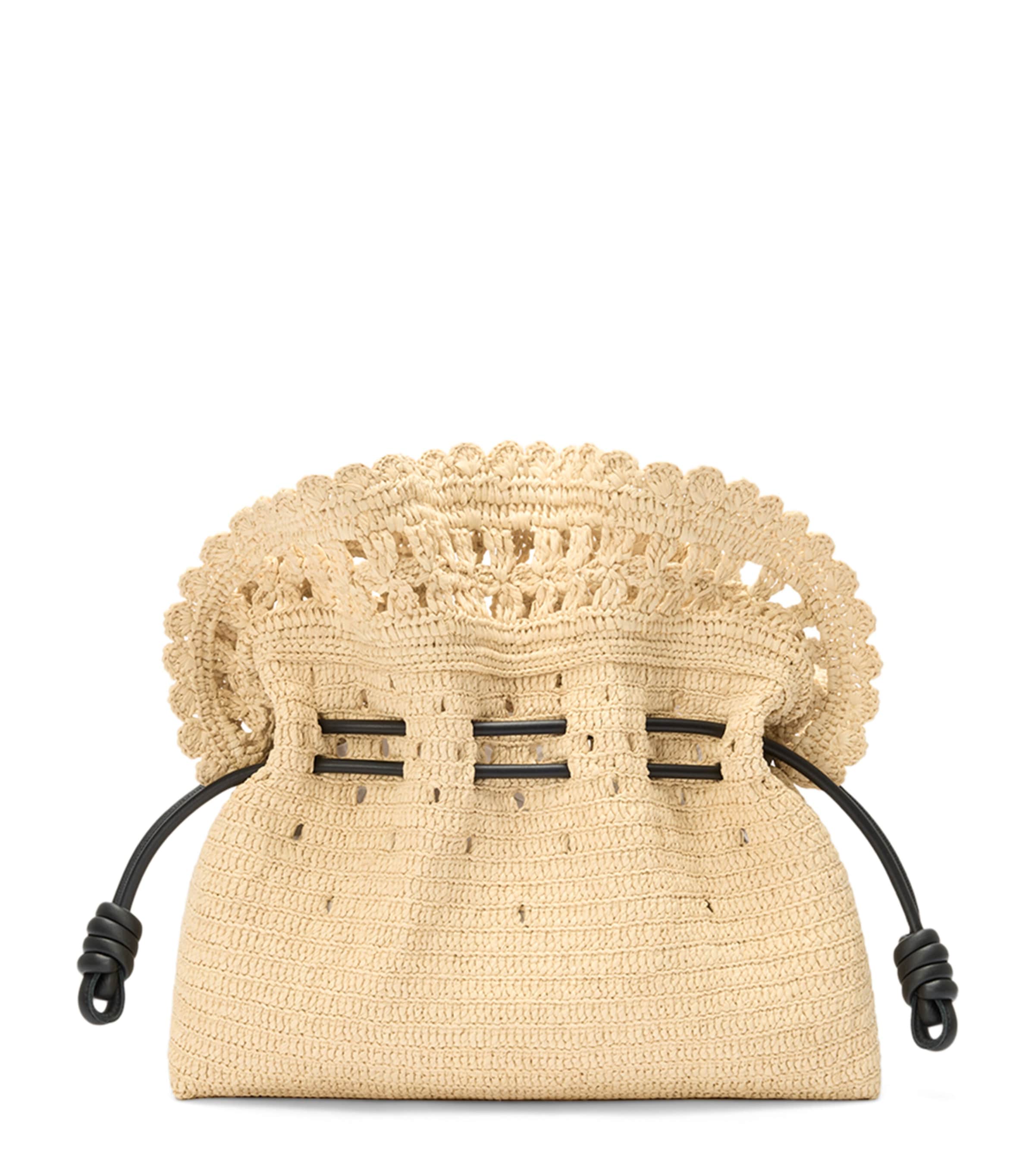 Shop Loewe X Paula's Ibiza Raffia Flamenco Purse In Beige