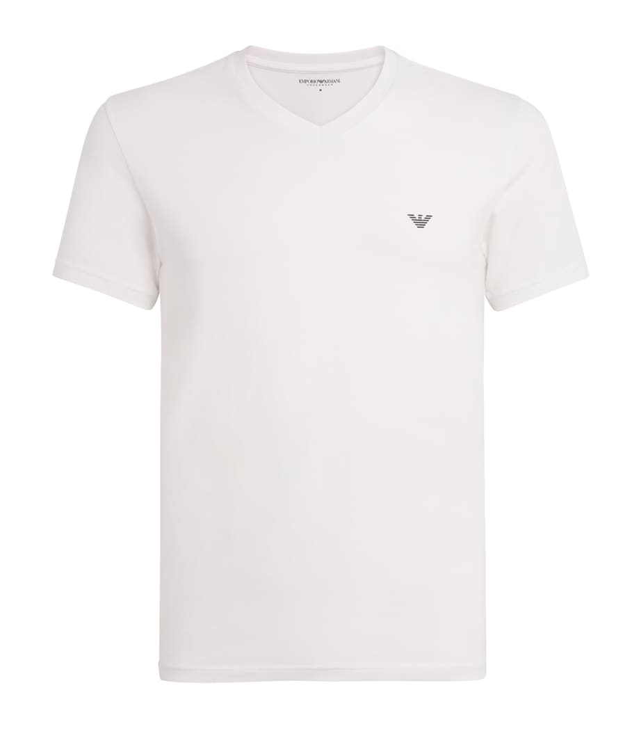 Stretch-Cotton Eagle Logo V-Neck T-Shirt U0002 WHITE Image 1