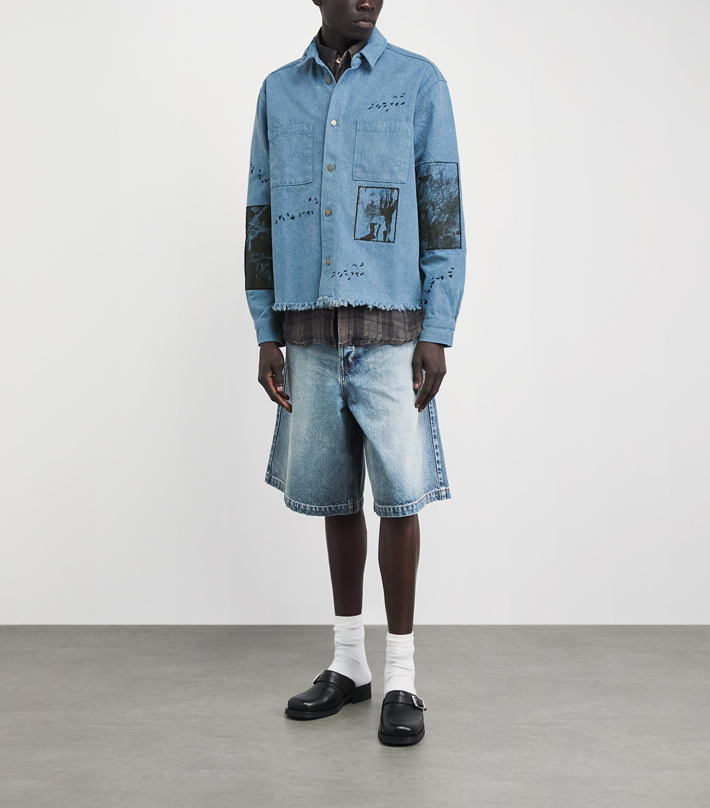 DOMREBEL Mens Denim Unskilled Worker Overshirt Denim Image 2