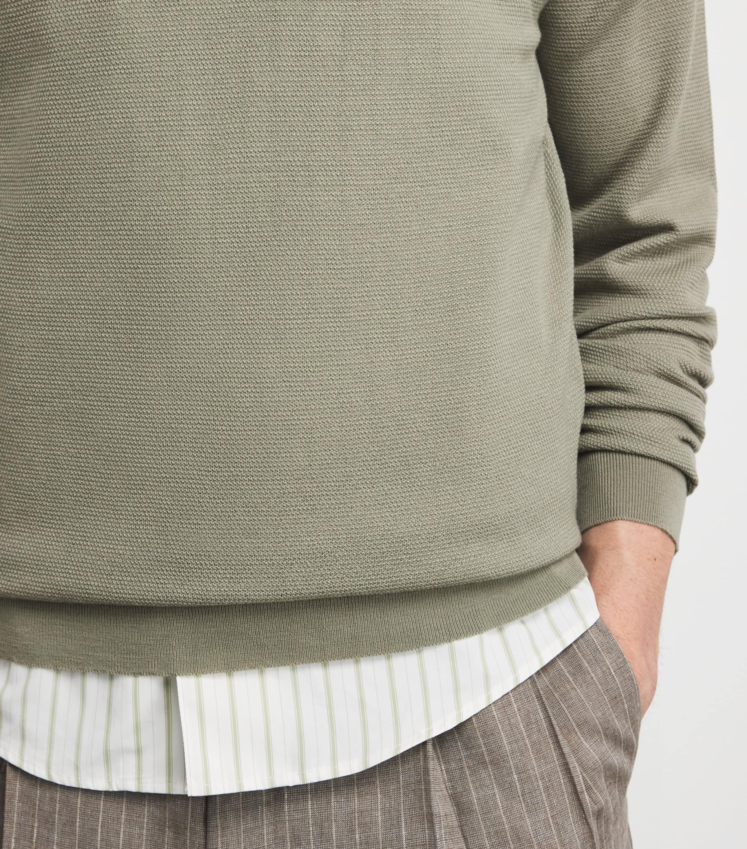 John Smedley Mens Merino Wool Textured Sweater Thistle Dew Image 3