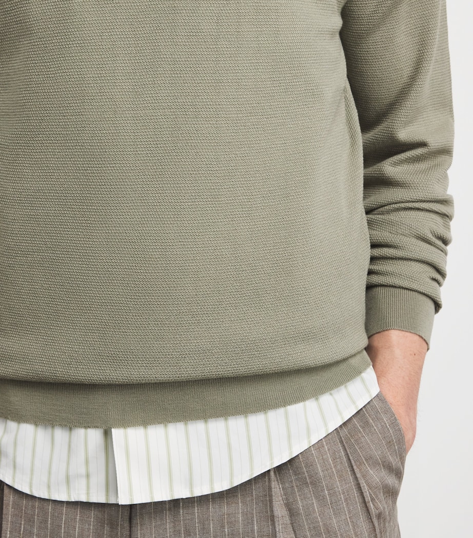 John Smedley Mens Merino Wool Textured Sweater Thistle Dew Image 3