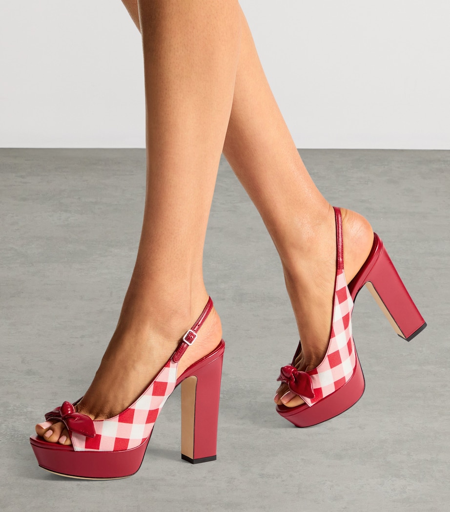 Jimmy Choo Ziva 120 Gingham Sandals Ruby Red Mix Image 2