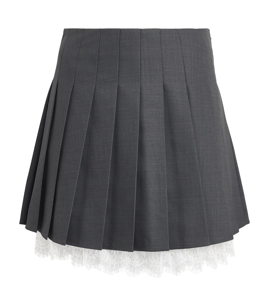 Self-Portrait Womens Pleated Mini Skirt Grey Image 1