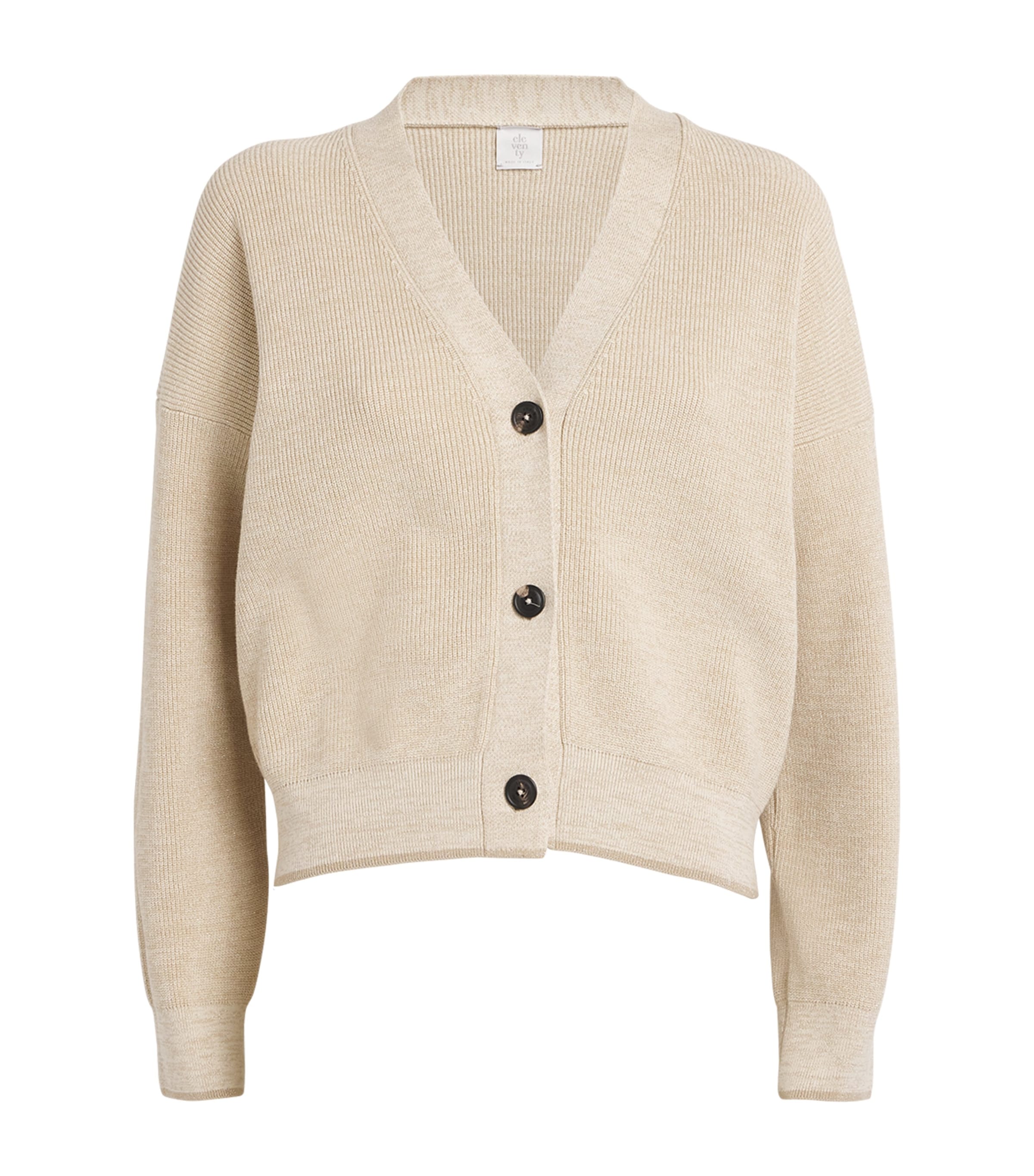 Eleventy Cotton Metallic Cardigan