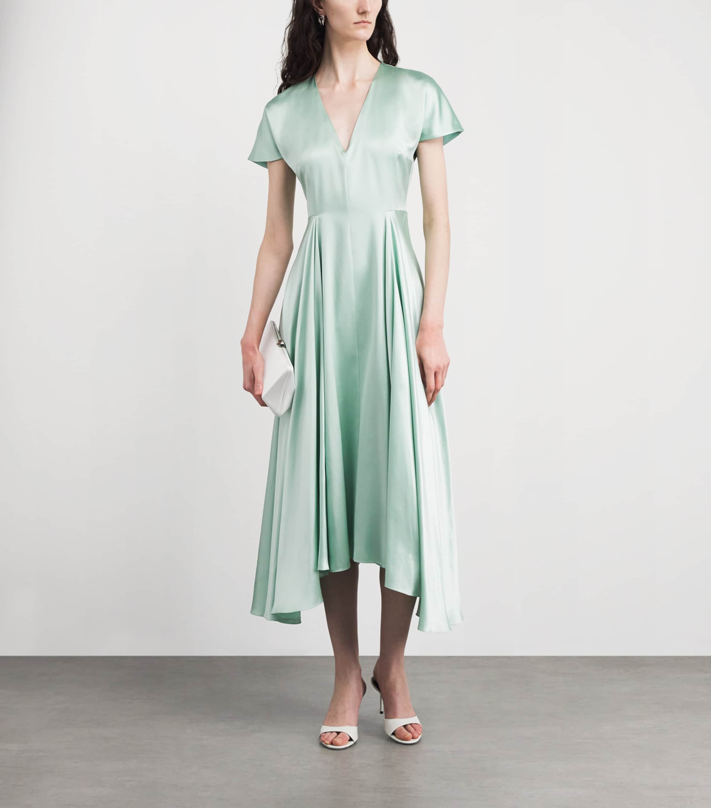 Roksanda Womens Silk Satin Noma Midi Dress Opaline Image 2