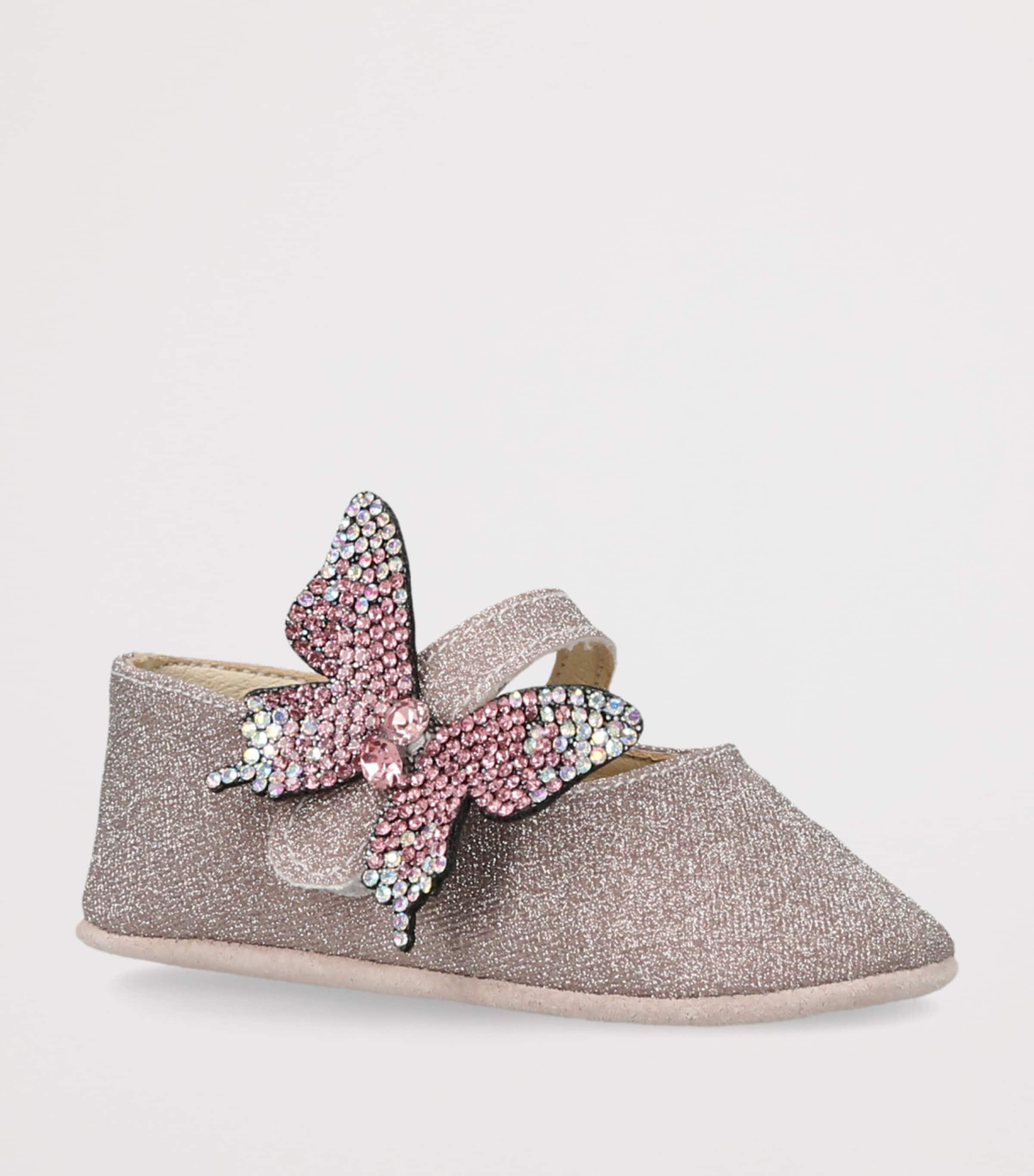 BabyWalker Crystal Butterfly Ballet Flats Pale Pink Image 3