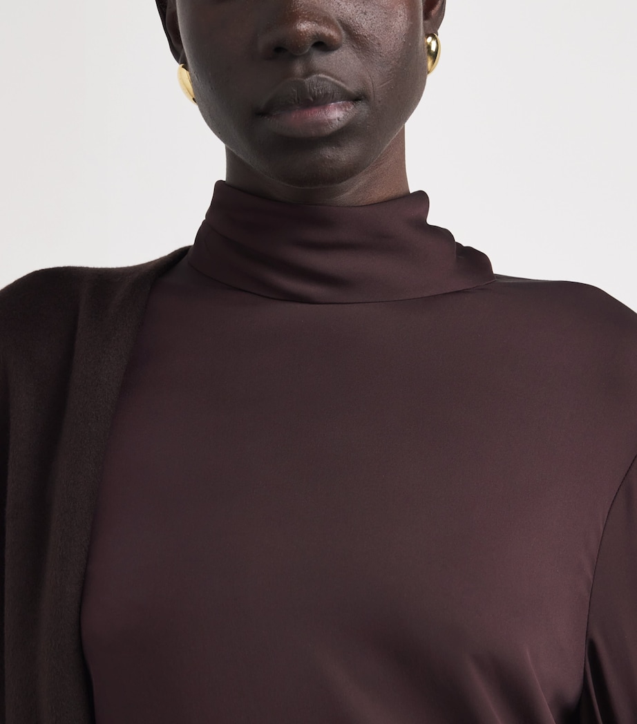 Satin Scarf-Neck Blouse HFR-DEEP PLUM Image 6