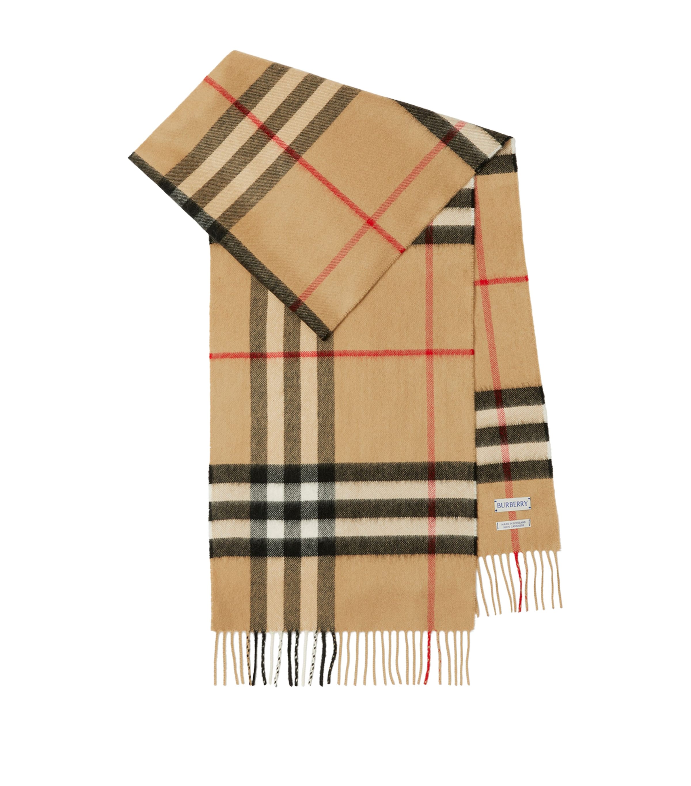 Burberry Cashmere Check Scarf In Sand