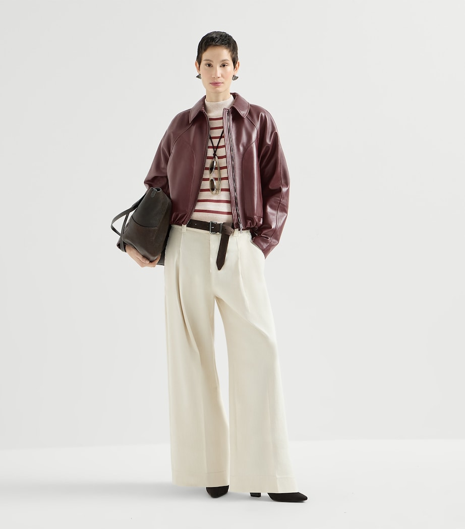 Brunello Cucinelli Womens Wool-Cashmere-Silk Stripe Top Image 2
