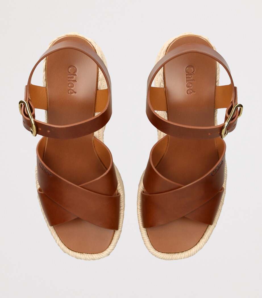 Leather Isla Wedge Espadrilles BROWN Image 4