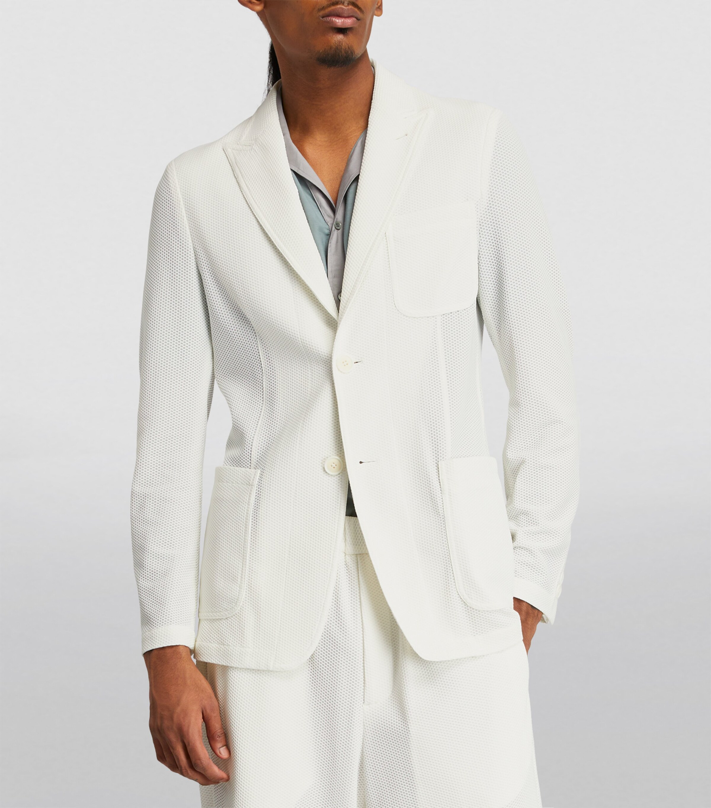 Giorgio Armani Waffle-Knit Blazer | Harrods UK