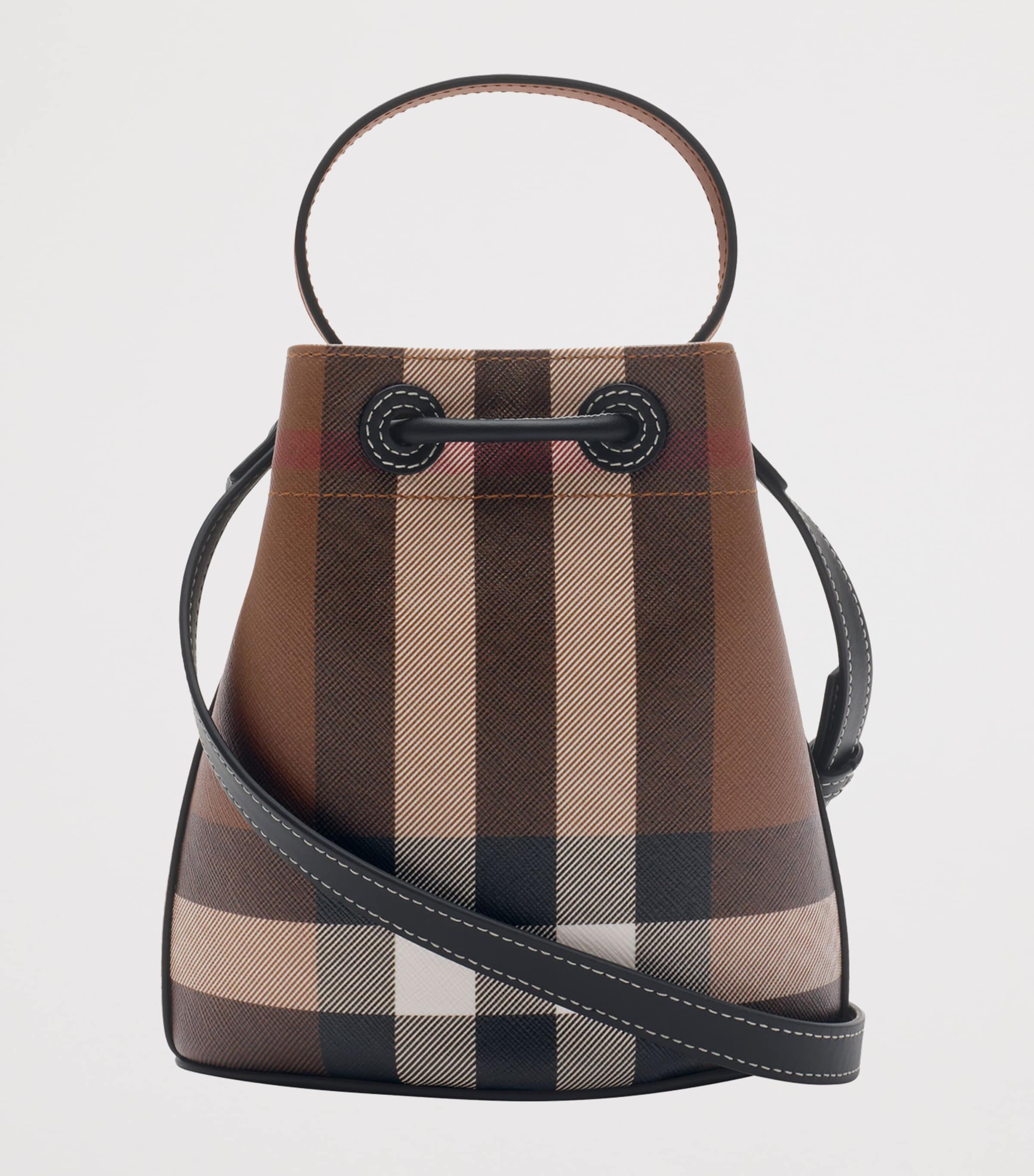 Mini Check Bucket Bag DARK BIRCH BROWN Image 5