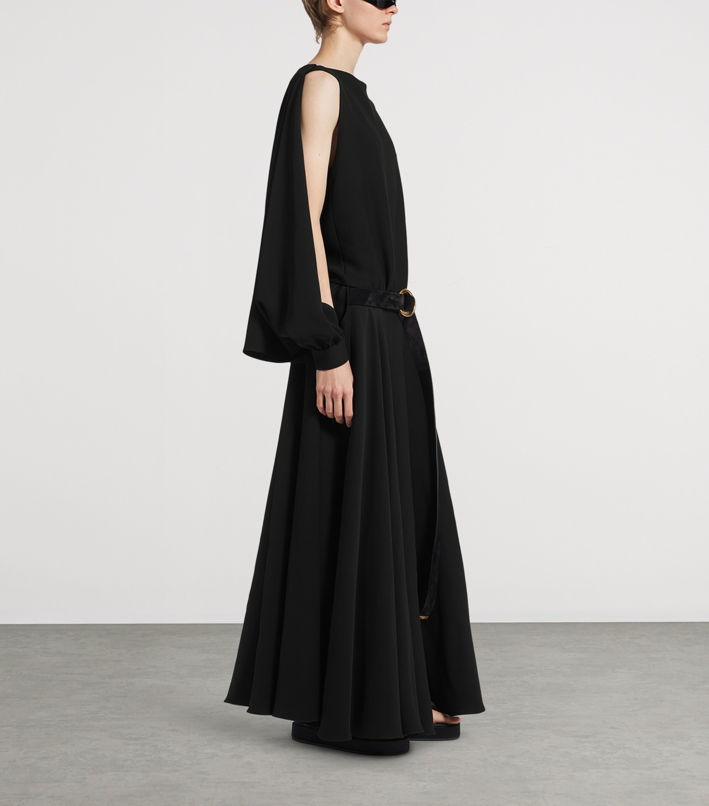 Balenciaga Womens Silk-Wool Balloon Maxi Dress Image 4